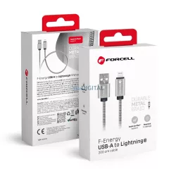   FORCELL F-ENERGY Metal C236 USB-A - Lightning 2.4A 12W 2 m argintiu