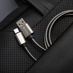  FORCELL F-ENERGY Metal C236 USB-A - Lightning 2.4A 12W 2 m argintiu