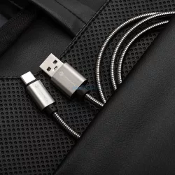   FORCELL F-ENERGY Metal C234 cablu USB-A Type-C QC4.0A 3A 66W 2 m argintiu