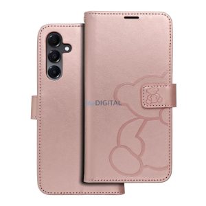 Carcasă de carte MEZZO Samsung Galaxy A16 4G/5G - aur roz "ursuleț"