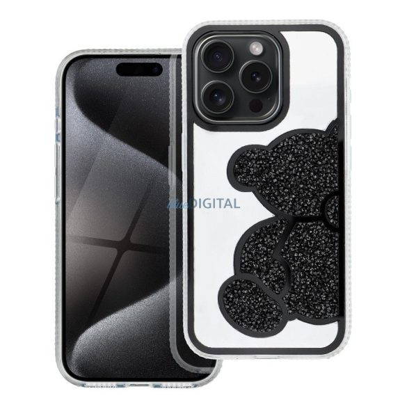 Husă TEDDY BEAR pentru iPhone 16e - negru