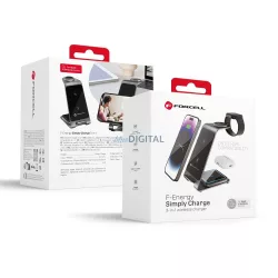   Forcell F-ENERGY Simply Charge 3in1 compatibil cu Apple Watch și Samsung Watch gri