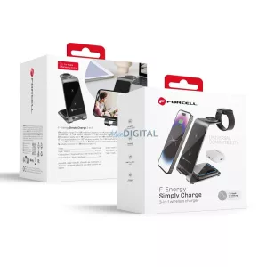 Forcell F-ENERGY Simply Charge 3in1 compatibil cu Apple Watch și Samsung Watch gri