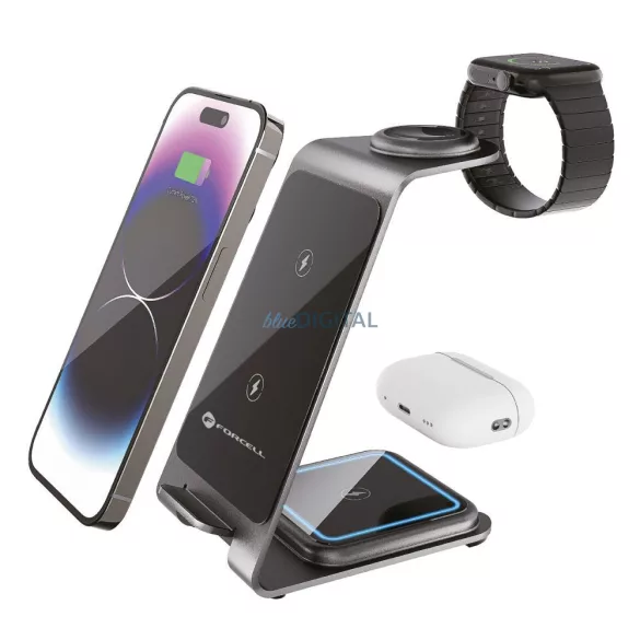 Forcell F-ENERGY Simply Charge 3in1 compatibil cu Apple Watch și Samsung Watch gri