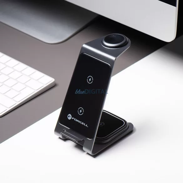 Forcell F-ENERGY Simply Charge 3in1 compatibil cu Apple Watch și Samsung Watch gri