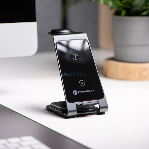 Forcell F-ENERGY Simply Charge 3in1 compatibil cu Apple Watch și Samsung Watch gri