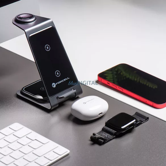 Forcell F-ENERGY Simply Charge 3in1 compatibil cu Apple Watch și Samsung Watch gri
