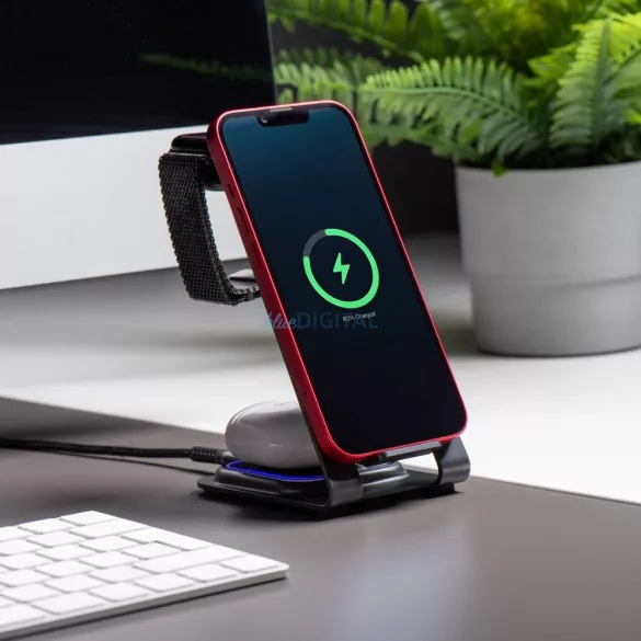 Forcell F-ENERGY Simply Charge 3in1 compatibil cu Apple Watch și Samsung Watch gri