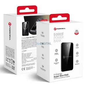 FORCELL F-ENERGY F5K8 Powerbank Super Slim compatibil cu MagSafe PD3.0 QC4.0 15W 5000 mAh negru