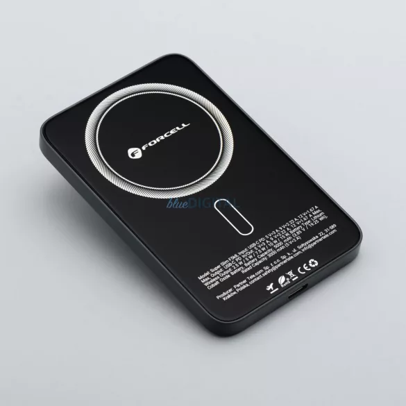 FORCELL F-ENERGY F5K8 Powerbank Super Slim compatibil cu MagSafe PD3.0 QC4.0 15W 5000 mAh negru