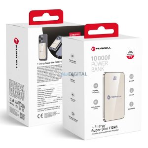 FORCELL F-ENERGY F10K8 Powerbank Super Slim compatibil cu MagSafe PD3.0 QC4.0 15W 10000 mAh în bej