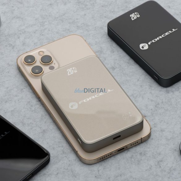 FORCELL F-ENERGY F10K8 Powerbank Super Slim compatibil cu MagSafe PD3.0 QC4.0 15W 10000 mAh în bej