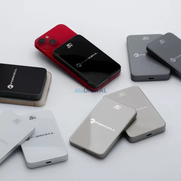 FORCELL F-ENERGY F5K8 Powerbank Super Slim compatibil cu MagSafe PD3.0 QC4.0 15W 5000 mAh gri