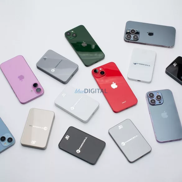 FORCELL F-ENERGY F5K8 Powerbank Super Slim compatibil cu MagSafe PD3.0 QC4.0 15W 5000 mAh gri