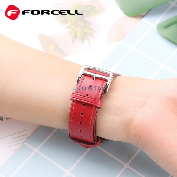 FORCELL F-DESIGN FA20 curea magnetică din piele ecologică APPLE Watch 42 / 44 / 45 / 49 mm roșu