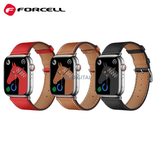 FORCELL F-DESIGN FA20 curea magnetică din piele ecologică APPLE Watch 42 / 44 / 45 / 49 mm roșu