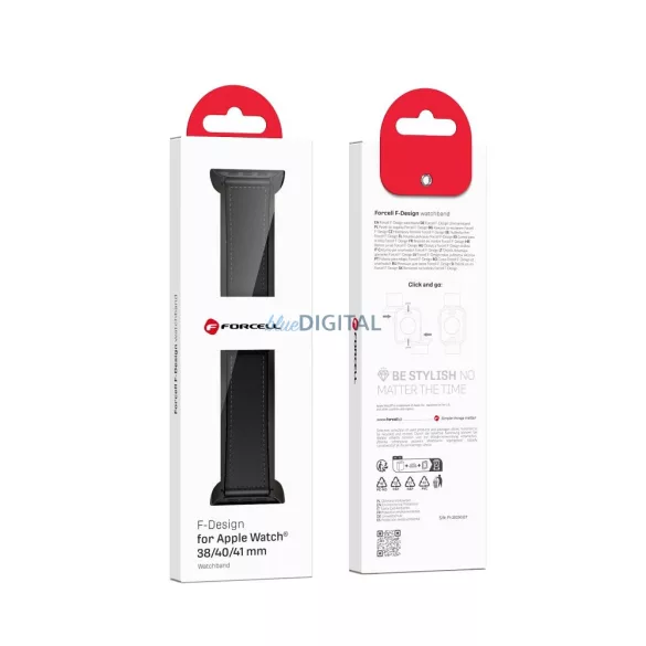 FORCELL F-DESIGN FA21 curea din piele ecologică APPLE Watch 38 / 40 / 41 mm negru