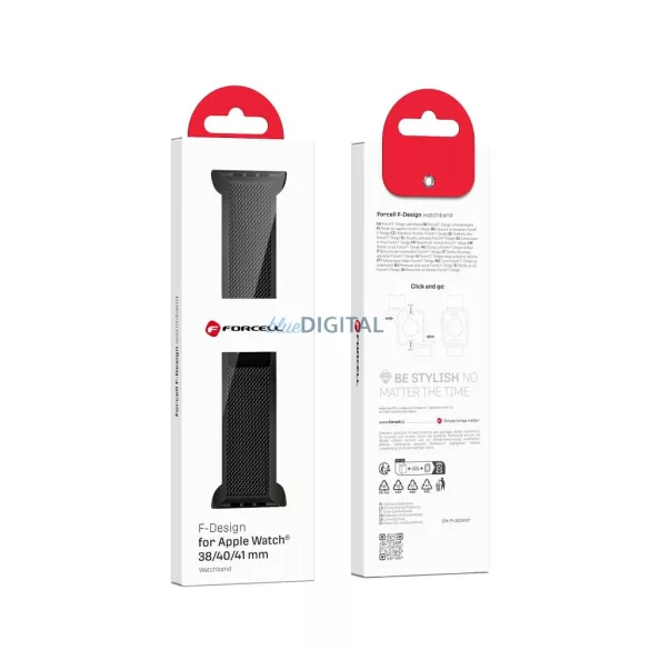 FORCELL F-DESIGN FA14 curea magnetică din oțel inoxidabil APPLE Watch 38 / 40 / 41 mm negru