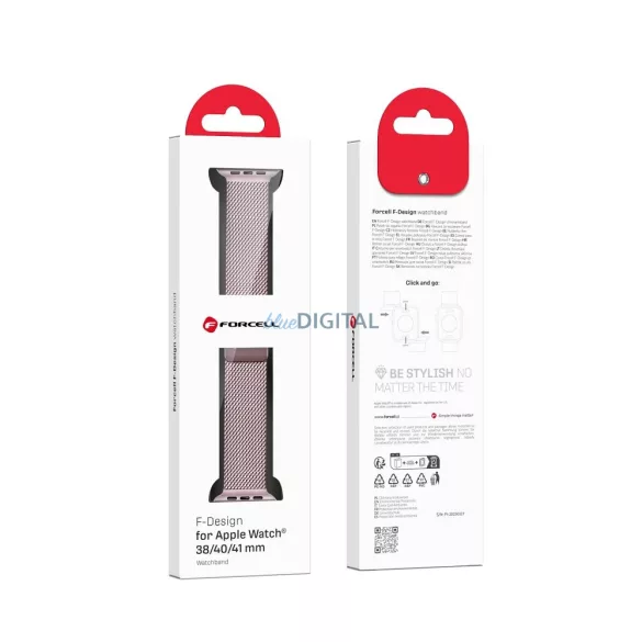 FORCELL F-DESIGN FA14 curea magnetică din oțel inoxidabil APPLE Watch 38 / 40 / 41 mm roz