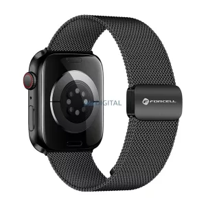 FORCELL F-DESIGN FA14 curea magnetică din oțel inoxidabil APPLE Watch 42 / 44 / 45 / 49 mm negru