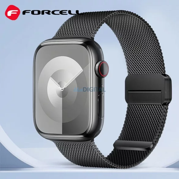 FORCELL F-DESIGN FA14 curea magnetică din oțel inoxidabil APPLE Watch 42 / 44 / 45 / 49 mm negru