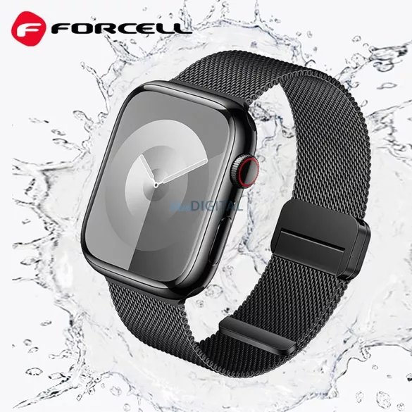 FORCELL F-DESIGN FA14 curea magnetică din oțel inoxidabil APPLE Watch 42 / 44 / 45 / 49 mm negru