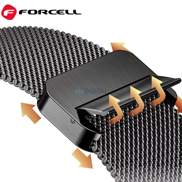 FORCELL F-DESIGN FA14 curea magnetică din oțel inoxidabil APPLE Watch 42 / 44 / 45 / 49 mm negru