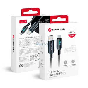 FORCELL F-ENERGY C272 cablu USB-A Type-C QC4.0 3A 66W Digital 1,2 m negru
