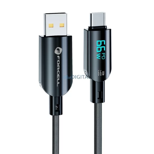 FORCELL F-ENERGY C272 cablu USB-A Type-C QC4.0 3A 66W Digital 1,2 m negru