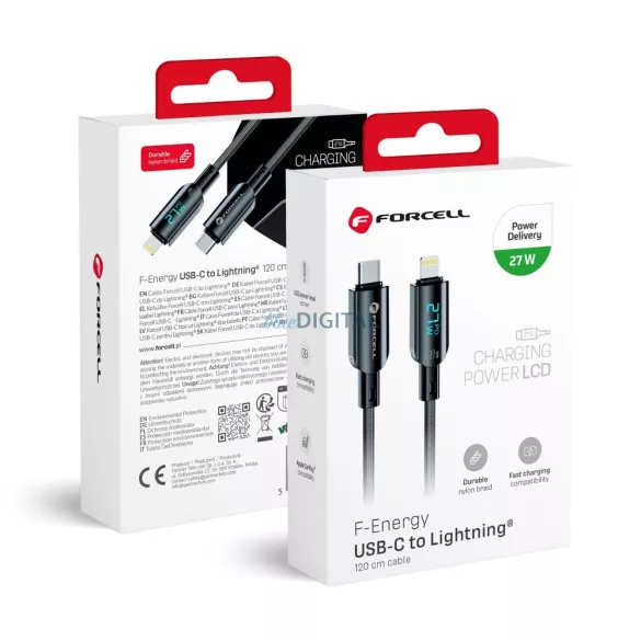 FORCELL F-ENERGY C276 cablu Type-C C PD 3A 27W Digital 1,2 m negru