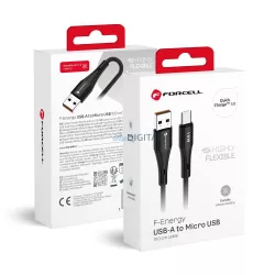   FORCELL F-ENERGY C341 cablu USB-A - Micro USB QC3.0 2,4A 18W silicon 1 m negru