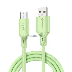 FORCELL F-ENERGY C341 cablu USB-A - Micro USB QC3.0 2,4A 18W silicon 1 m verde