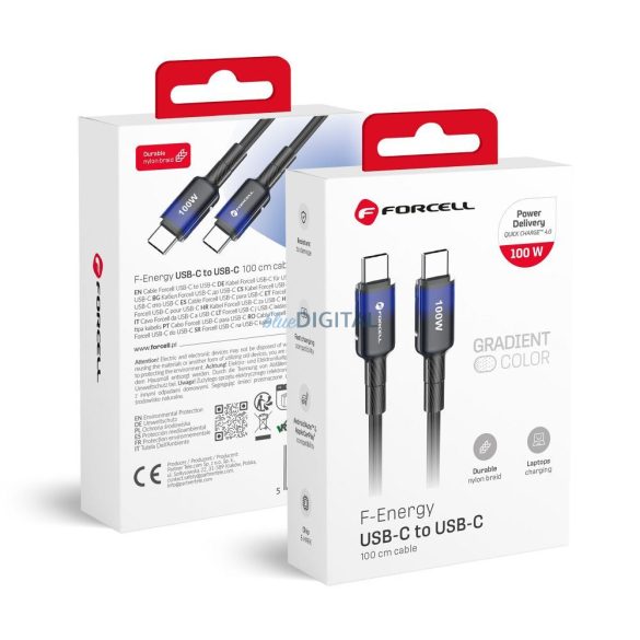 FORCELL F-ENERGY C357 cablu Type-C Type-C QC4.0 PD 5A 100W Gradient 1 m negru