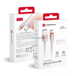   FORCELL F-ENERGY C351 cablu USB-A - Micro USB QC3.0 2,4A 18W Gradient 1 m alb