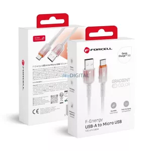 FORCELL F-ENERGY C351 cablu USB-A - Micro USB QC3.0 2,4A 18W Gradient 1 m alb