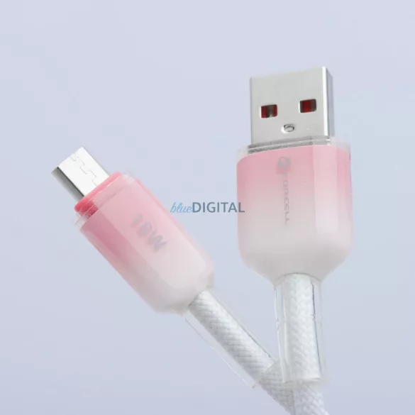 FORCELL F-ENERGY C351 cablu USB-A - Micro USB QC3.0 2,4A 18W Gradient 1 m alb
