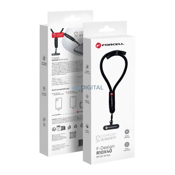FORCELL F-DESIGN R10X40 lungime reglabilă (bucla max. 20 cm) negru