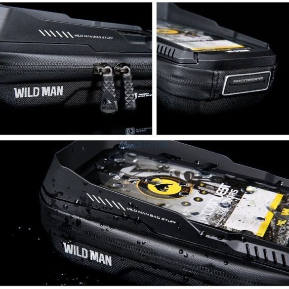 Geantă de călătorie WILDMAN pentru ghidon de bicicletă cu fermoar 0,5L (4"-7") XT3S negru
