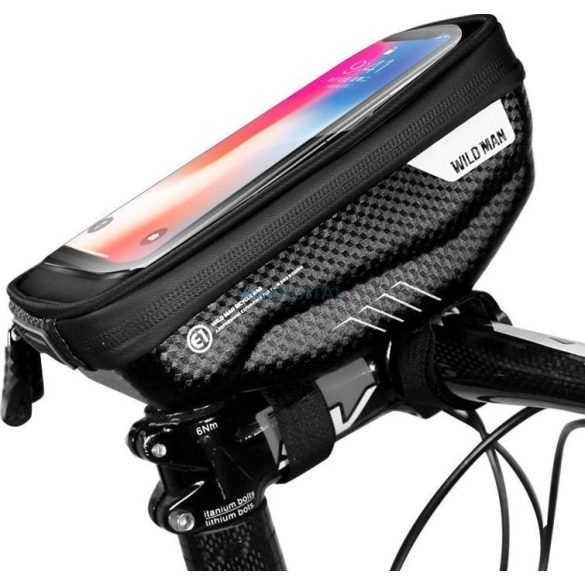 Geantă de călătorie WILDMAN pentru ghidon de bicicletă cu fermoar 1L (4"-7") E1 negru