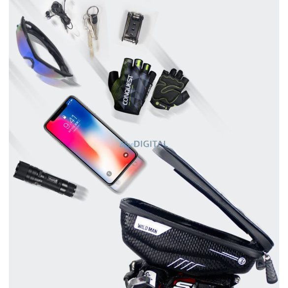 Geantă de călătorie WILDMAN pentru ghidon de bicicletă cu fermoar 1L (4"-7") E1 negru