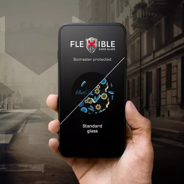 Sticlă hibridă 5D Nano Glass flexibilă Forcell cu finisaj negru pentru iPhone 17 Pro Max
