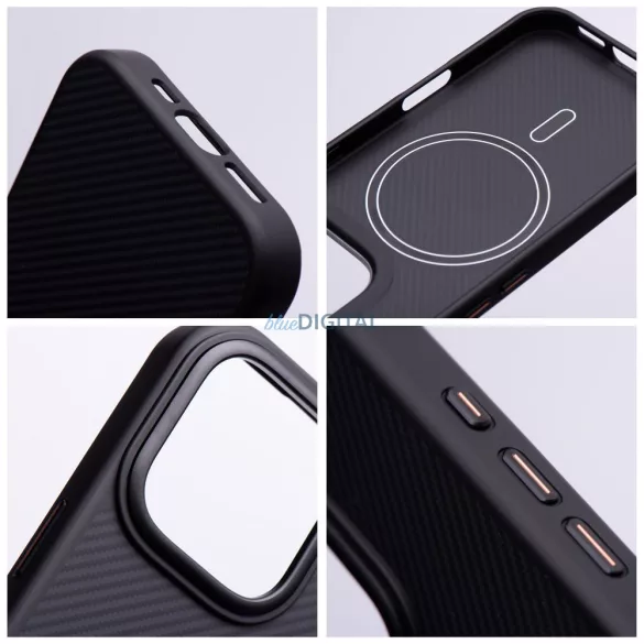 HUSĂ! - Carcasă compatibilă Carbon Elite Mag Cover MagSafe pentru iPhone 17 Pro Max - negru