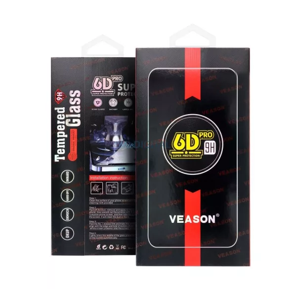Veason 6D Pro Privacy anti-reflexie oleofobic din sticlă temperată cu finisaj negru pentru iPhone 17