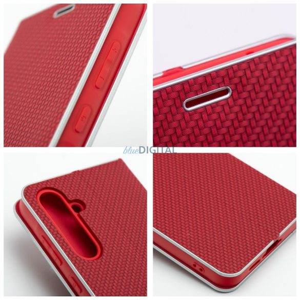 HUSĂ! - Carcasă de carte LUNA CARBON Samsung Galaxy A17 4G/5G - roșu