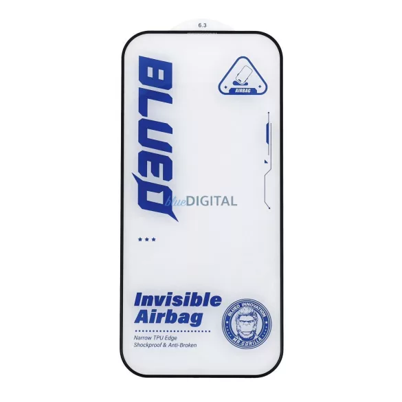 BlueO Mr. Monkey Glass Airbag Sticlă temperată anti-rupere cu finisaj negru pentru iPhone 17 Pro Max
