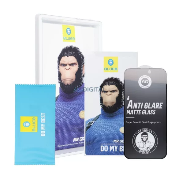 BlueO Mr. Monkey Glass Sticlă temperată puternică mată cu finisaj negru pentru iPhone 17