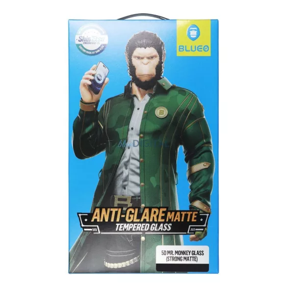 BlueO Mr. Monkey Glass Sticlă temperată puternică mată cu finisaj negru pentru iPhone 17