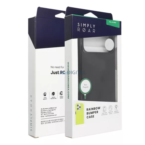 HUSĂ! - Carcasă ROAR RAINBOW BUMPER compatibilă cu MagSafe IPHONE 15 negru