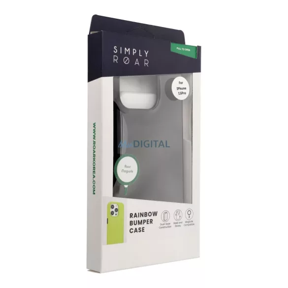 HUSĂ! - Carcasă ROAR RAINBOW BUMPER compatibilă cu MagSafe pentru IPHONE 15 Pro negru