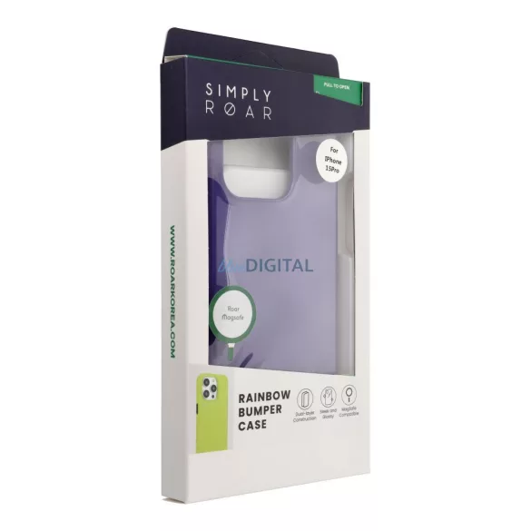 HUSĂ! - Carcasă ROAR RAINBOW BUMPER compatibilă cu MagSafe pentru IPHONE 15 Pro violet